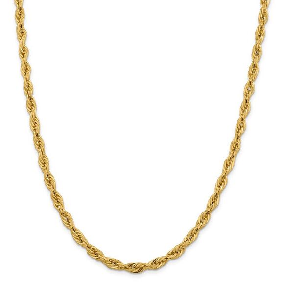 5.4mm 10k Yellow Gold Hollow Rope Chain Necklace 22 Inch